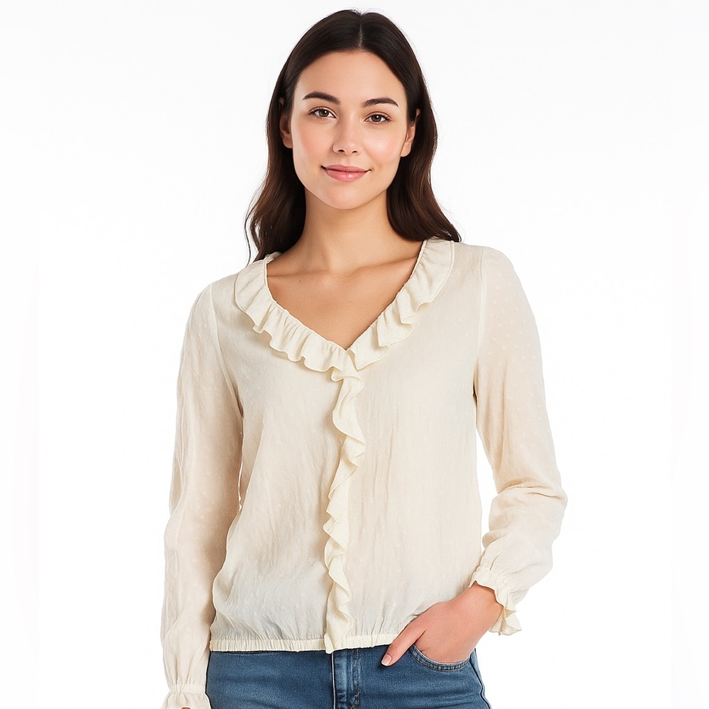 Sundance Blouse Women's‎ Size Medium Flutter White